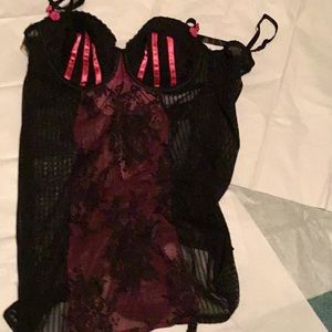 Cacique Intimates & Sleepwear - Cacique Teddy with Bikini Panty and garters Cacique Intimates & Sleepwear - Cacique Teddy with Bikini Panty and garters